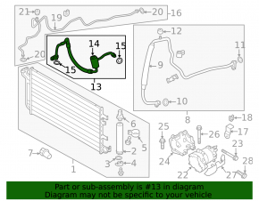 Air conditioning condenser-compressor tube Nissan Leaf 11-14 type 2, second