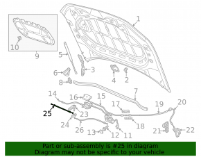Right hood release cable for VW Atlas 21-25 front handle