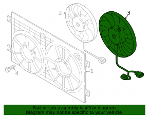 Left cooling fan for VW Atlas 24-25 2.0T 300W without towbar