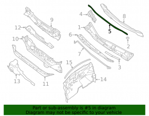 Windscreen wiper seal rubber Nissan Sentra 13-19