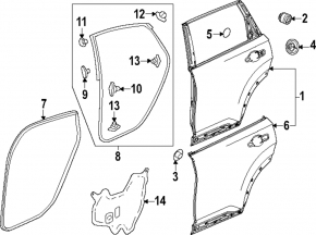 Door assembly rear right Honda CRV 23-