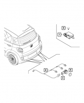 Wiring for rear bumper parking sensors Fiat 500L 14-17