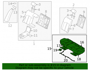 Rear seats, 2nd row, Hyundai Sonata 15-17, gray cloth