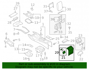 Rear center console trim for Audi A4 B8 13-16 restyling, black, broken mount