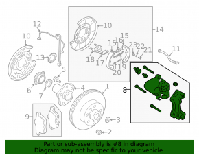 Rear right caliper assembly for a Nissan 350z