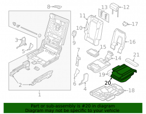 Rear seat row 2 center Audi Q7 16-19 brown leather, with armrest and belt, dents