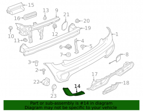 Left rear bumper cover for Mini Cooper 15-21 JCW pkg, for parking sensors