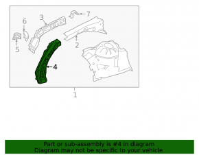 Lower reinforcement for the left wing apron for a Lexus ES 250 ES300h ES350 19-26