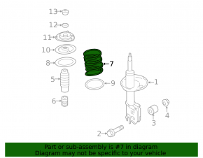 Front left spring for Hyundai Sonata 11-15, green, pink, yellow stiffness