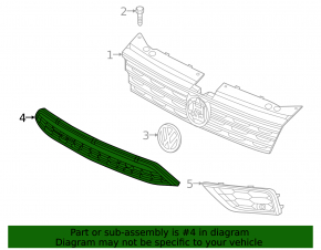 Lower grille of the front bumper center VW Tiguan 18- for parking sensors, structure
