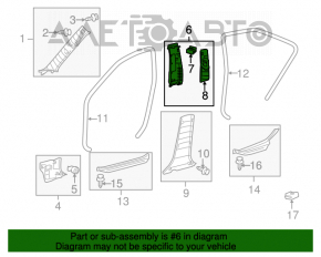 Toyota Camry V40 center pillar trim, upper belt, right, beige