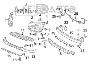 Front bumper central protection Audi Q3 8U 16-18 missing fragment, worn, broken