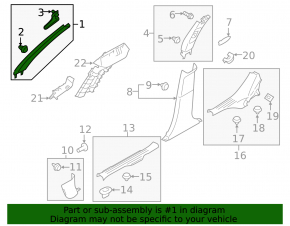 Subaru Outback 15-19 left front pillar trim, gray