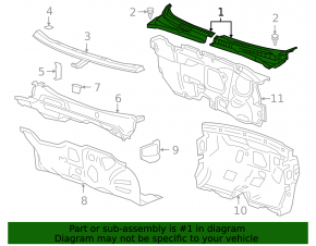 Windscreen wiper grille plastic right Chevrolet Cruze 11-16