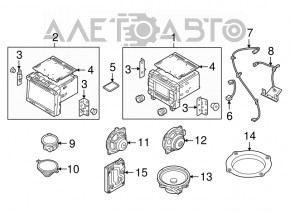 Radio tape recorder Hyundai Sonata 15-17 medium display