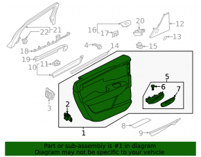 Door trim card rear left Volvo V90 17-21 usa T5, T6 leather black without curtain