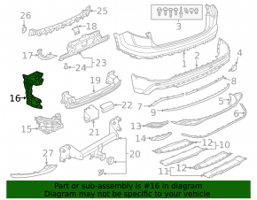 Rear bumper mount, right fender, Audi Q8 19-23