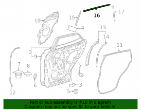 Upper rear right door molding for Lexus RZ 23-26