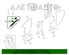 Front pillar trim right Suzuki Kizashi 10-15 beige, for dry cleaning