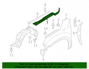 Left hood-wing seal for Kia Sorento 10-15