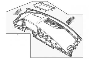 Torpedo front panel with AIRBAG Kia Niro 23 - black for projection