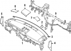 Hyundai Santa Fe 24-26 black dashboard with AIRBAG for projection