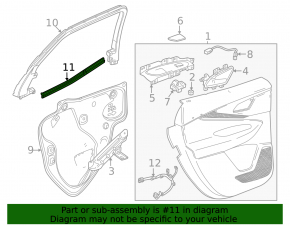 Rear left door glass seal Chevrolet Equinox EV 24-26