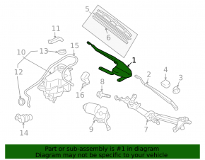 Right windshield wiper arm for Toyota Prius 2009-2010