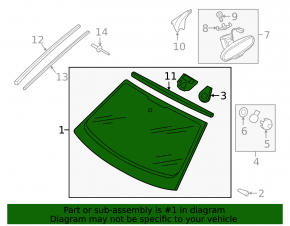 Audi Q3 8U 16-18 windshield with rain sensor, sand