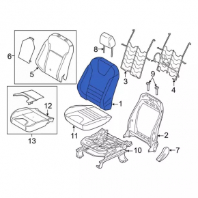 Ford C-max MK2 13-18 driver's seat back upholstery, grey leather, heated, wrinkled, cracked leather