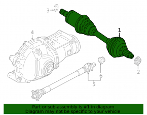 Drive half shaft front left BMW X5 F15 14-15 N55 AWD 698mm rusty