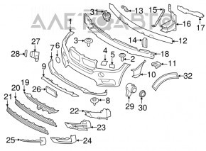 BMW X5 F15 14-18 Front Bumper Grille Right Open Base