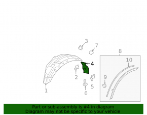 Rear left fender liner Mitsubishi Outlander 14-21 plastic, rear part, broken mount