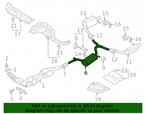 Exhaust line center section VW Passat b7 12-15 USA 3.6