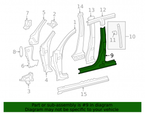 Body pillar central left Toyota Sequoia 08-16 on the body