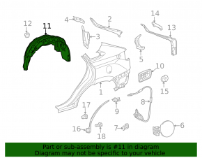 Rear right mudguard Lexus RX350 RX450h 10-15