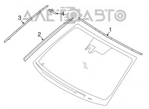 Windshield molding right Hyundai Sonata 15-19