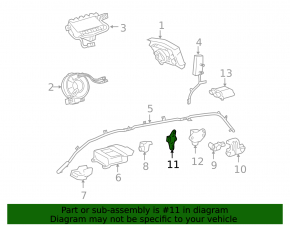 Airbag sensor, center left, Toyota Sienna 2010-2011