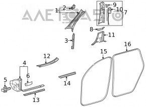 Front pillar trim middle left Mercedes W167 GLE 350 450 20-23 black