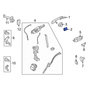 Ford Escape MK4 20 Front Right Outer Door Handle Plug - Structure