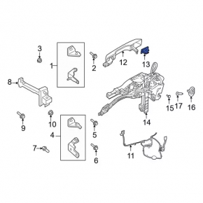 Ford Escape MK4 20 Front Right Outer Door Handle Plug - Structure