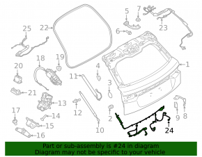 Lower tailgate wiring for Land Rover Range Rover Velar 18-23