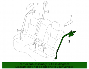 Rear left seat belt with squib for Subaru Forester 25-26, black, worn, shot