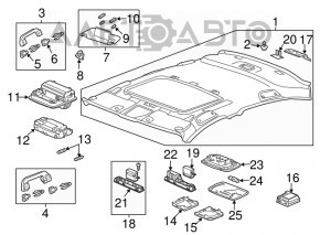 Headlining for Honda Accord 13-17, gray, under sunroof, for dry cleaning, without microphone, creases, scratches