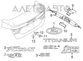 Trunk lid molding Ford Focus mk3 11-14 prerest 4d without camera without emblem