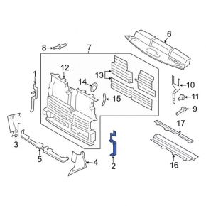 Radiator deflector left Ford Edge 15-18 3.5