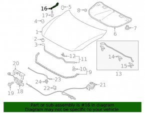 Hood hinge left Mazda 6 13-17