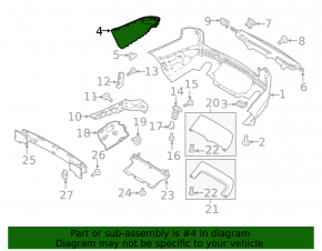 Right rear bumper cover for Land Rover Range Rover Sport 2013-2017 pre-restyling, for parking sensors