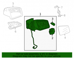 Side mirror right Mercedes GLA 15-20 without autofold, turn signal, BSM