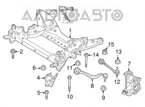 The front lower rear right arm of BMW X3 G01 18-24 has a torn silent block